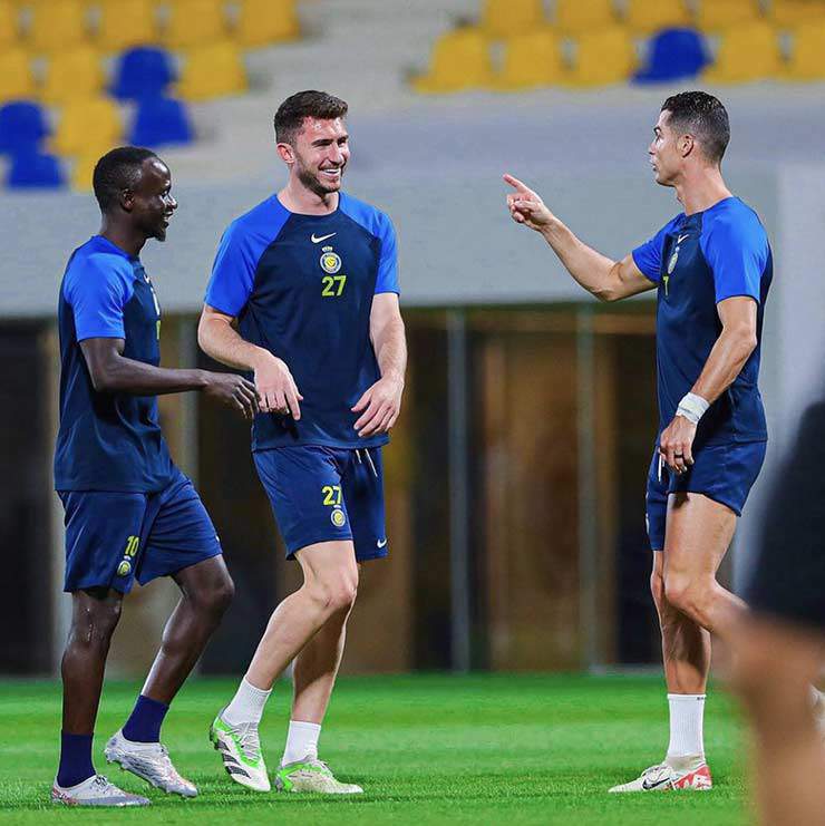 Ronaldo, Mane và Laporte trong một buổi tập của Al Nassr. Ảnh: Al Nassr